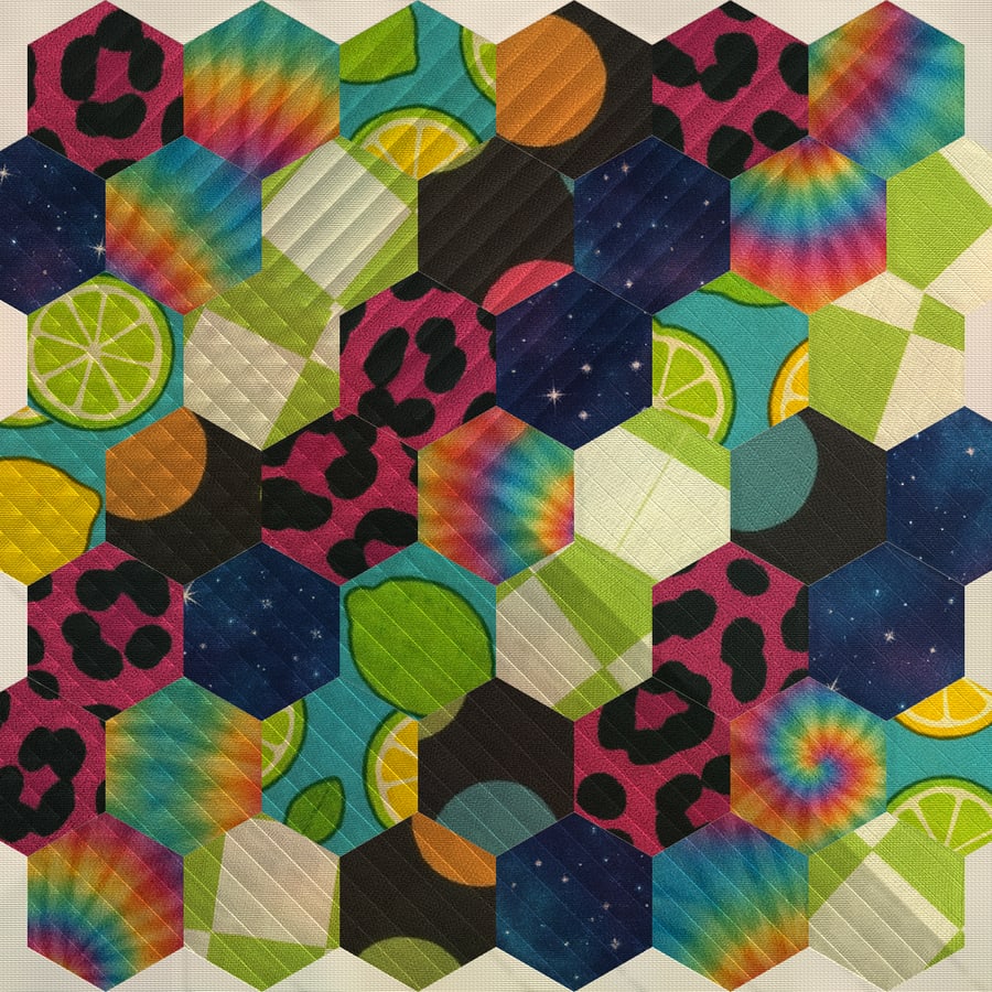The same hexagons in bold modern prints