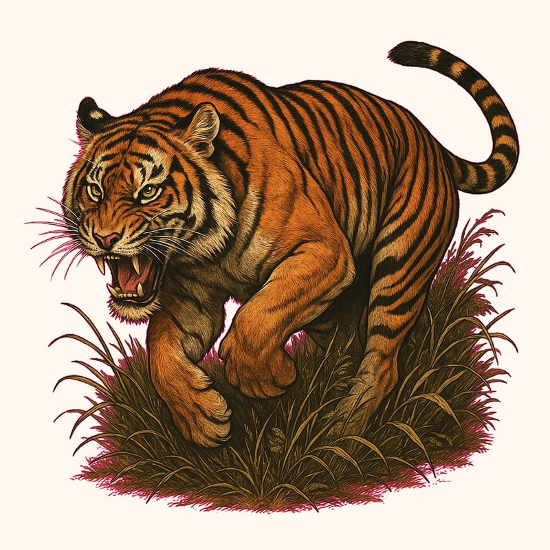 Custom DTF commission — detailed tiger