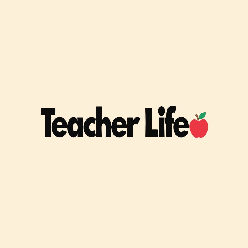 "Teacher Life" lettering with apple