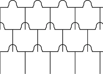 Puzzle pantograph — continuous line, shown repeating